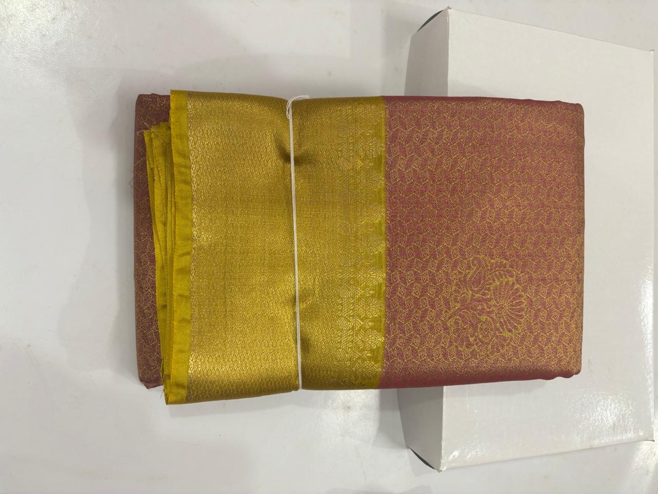 Royal Purple & Mustard Yellow Traditional Sico Saree