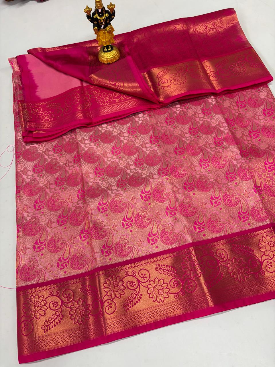 Baby Pink & Hot Magenta Allover Paisley Sico Saree