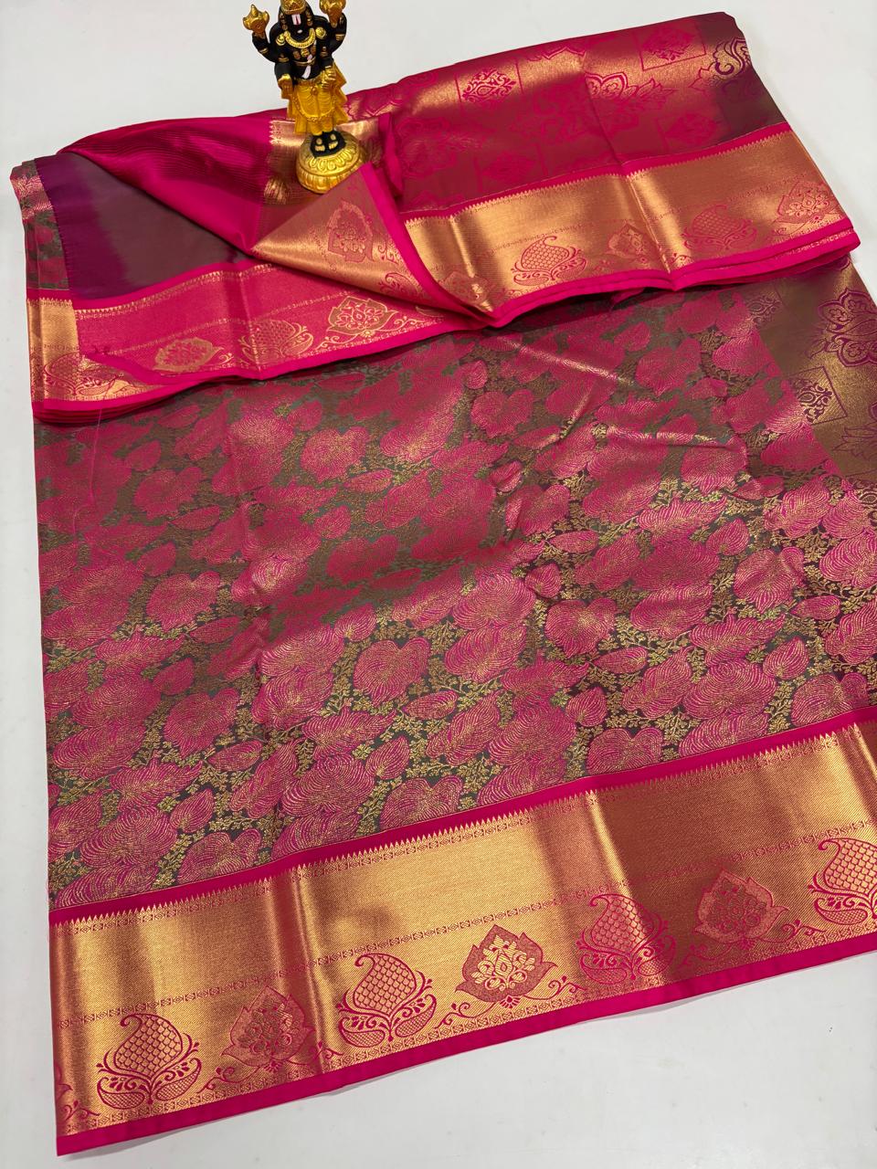 Deep Wine & Vibrant Pink Allover Bud Jaal Saree