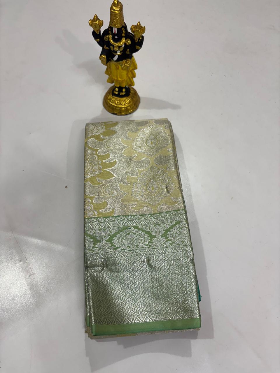 Pista Green & Forest Green Silver Paisley Saree