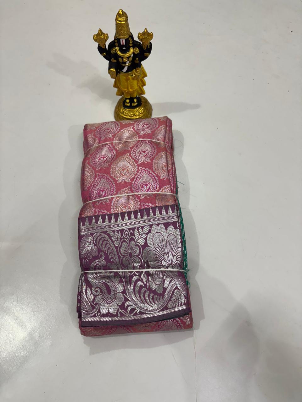 Rosewood Pink & Wine Red Silver Paisley Saree