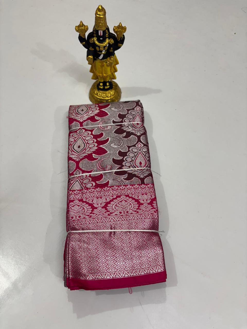 Rani Pink & Maroon Silver Heritage Sico Saree