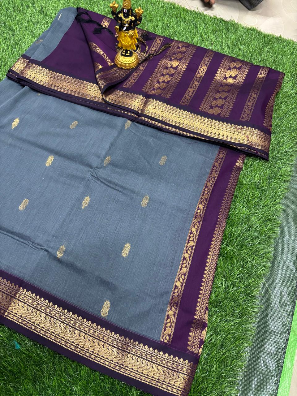 Slate Grey & Deep Wine Designer Sico Saree