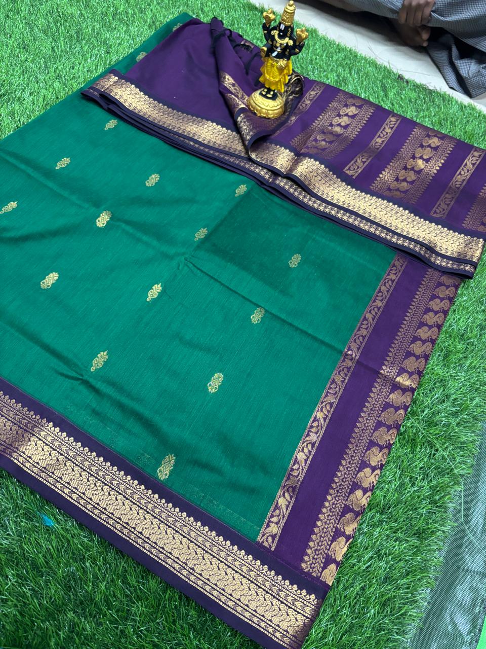 Emerald Green & Deep Wine Heritage Sico Saree