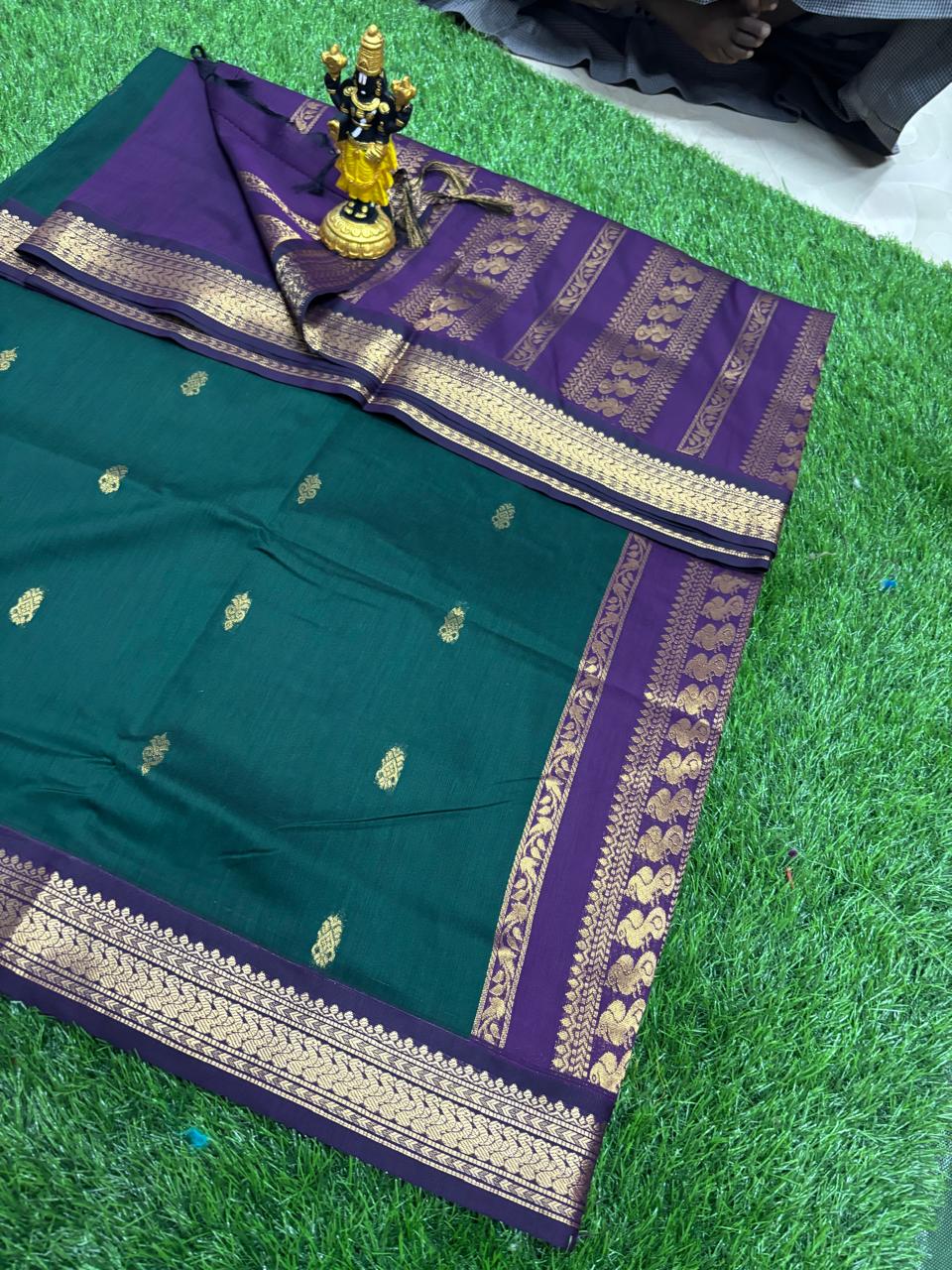 Bottle Green & Royal Purple Heritage Sico Saree