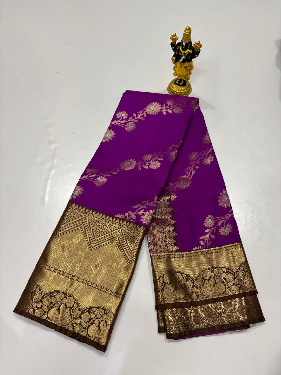 Grape Purple & Espresso Traditional Vine Saree