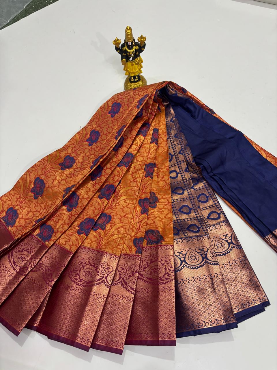 Sunset Orange & Navy Blue Festive Lotus Sico