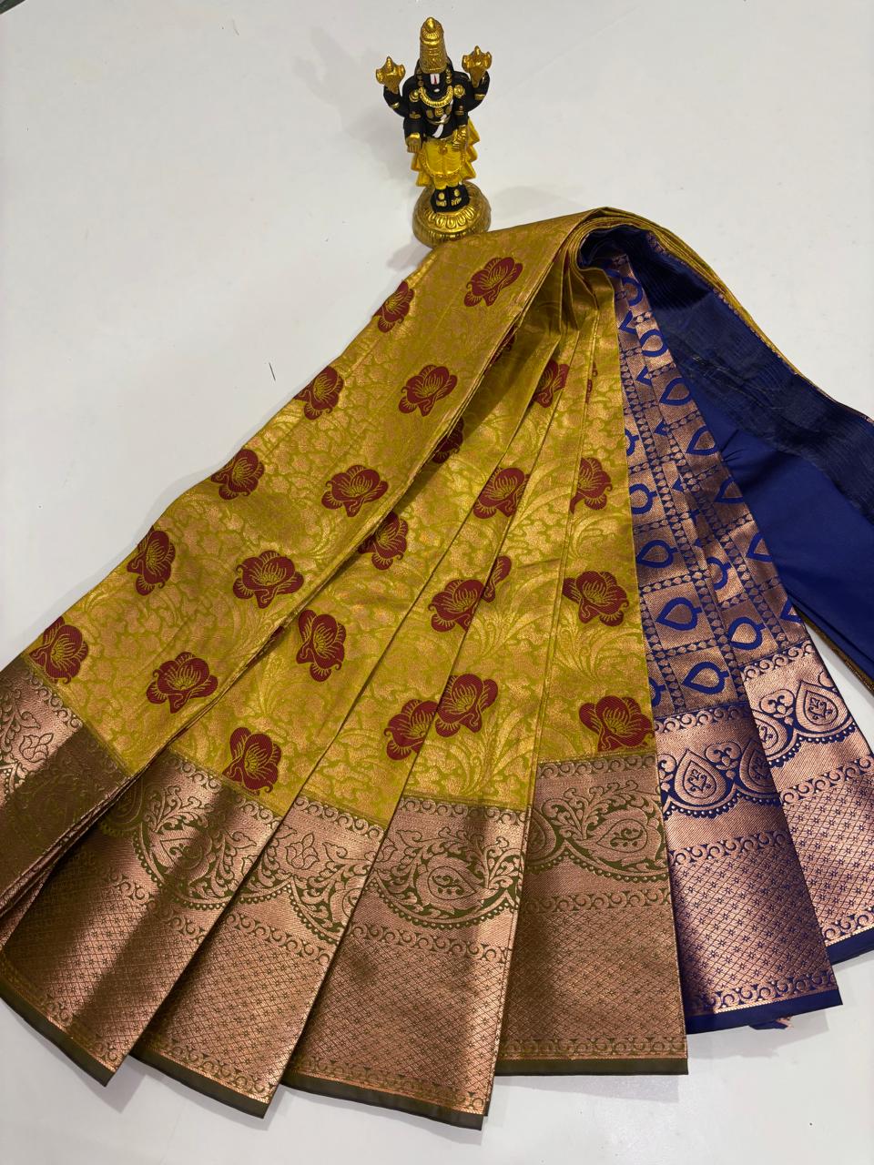 Amber Gold & Royal Blue Floral Jacquard Sico