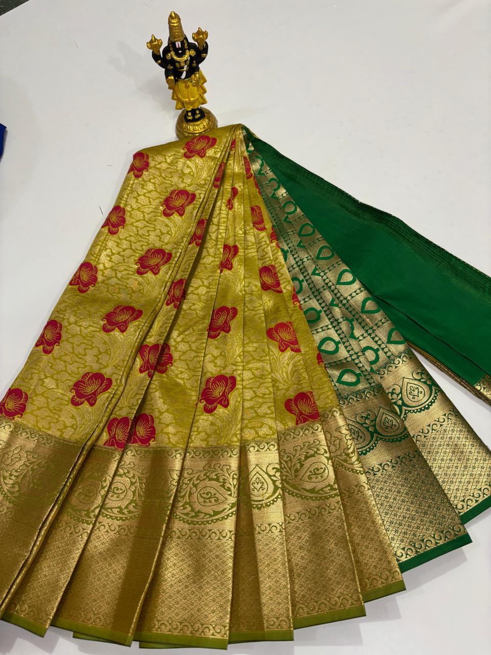 Mustard Gold & Emerald Green Floral Sico