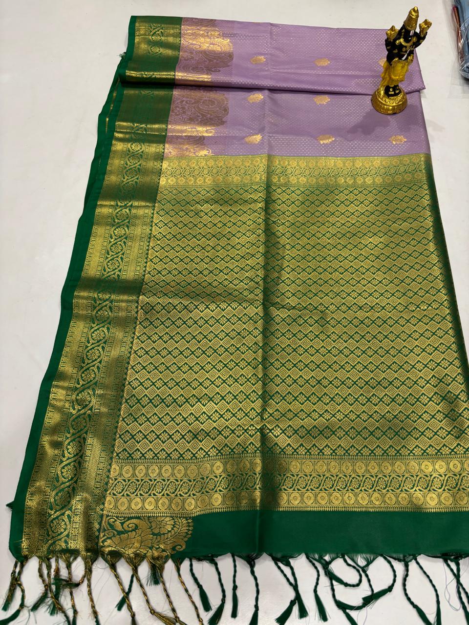 Pastel Lavender & Emerald Green Floral Jaal Sico