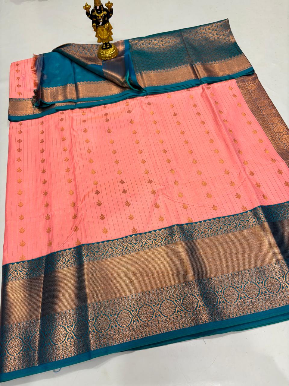 Peach Coral & Petrol Blue Ornamental Sico