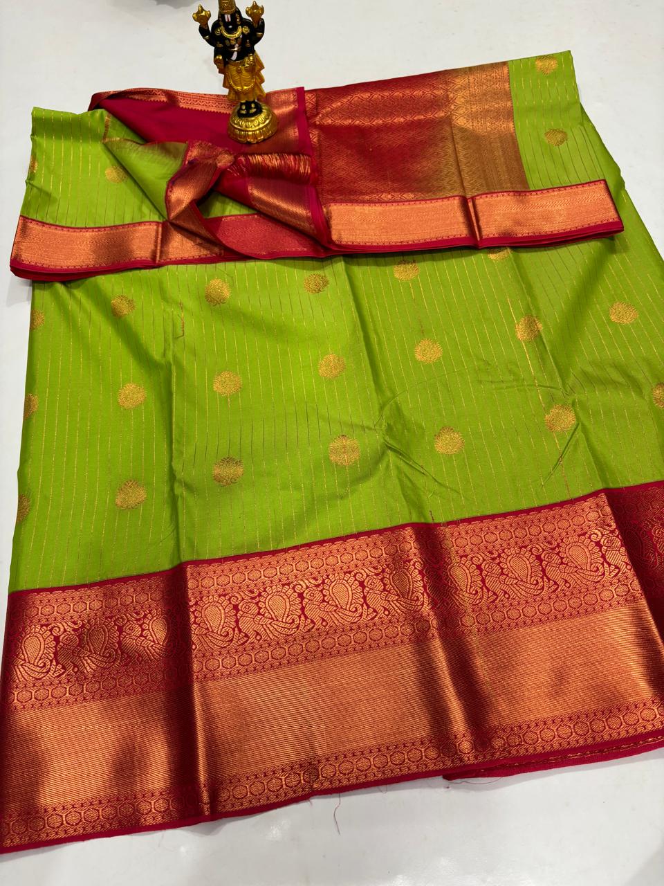 Parrot Green & Rani Pink Peacock Sico