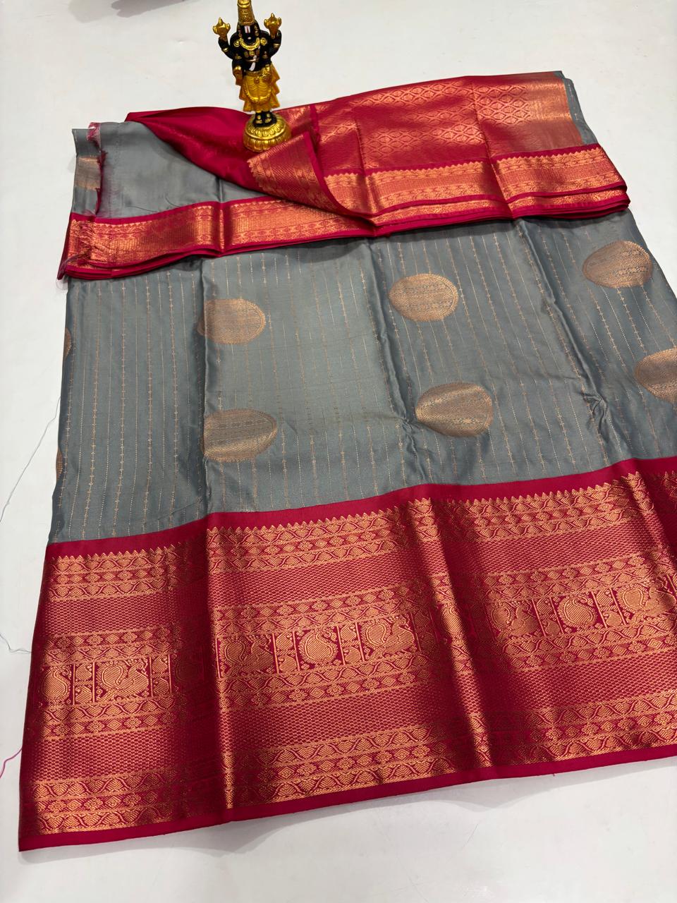 Slate Grey & Deep Crimson Large Butta Sico