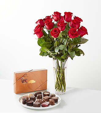 Romantic Long Stem Red Rose Bouquet DELUXE Bundle