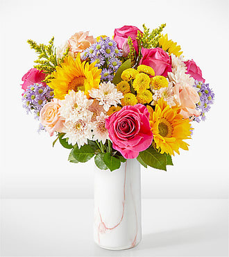 In Good Spirits Bouquet - Deluxe with Marble Vase - FedEx