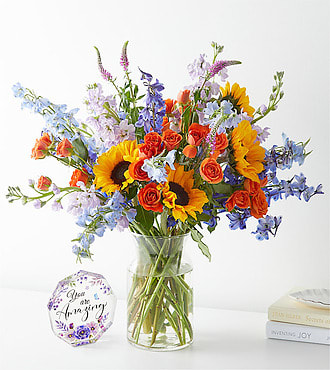 Full Nest Bouquet - Deluxe with Vase and Acrylic Keepsake - FedEx