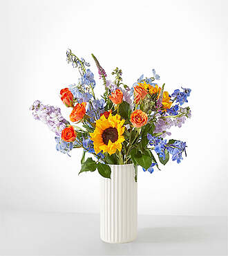 Full Nest Bouquet - Standard with White Fluted Vase - FedEx