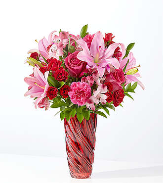 Berry in Love Bouquet DELUXE with Luxe Swirl Vase