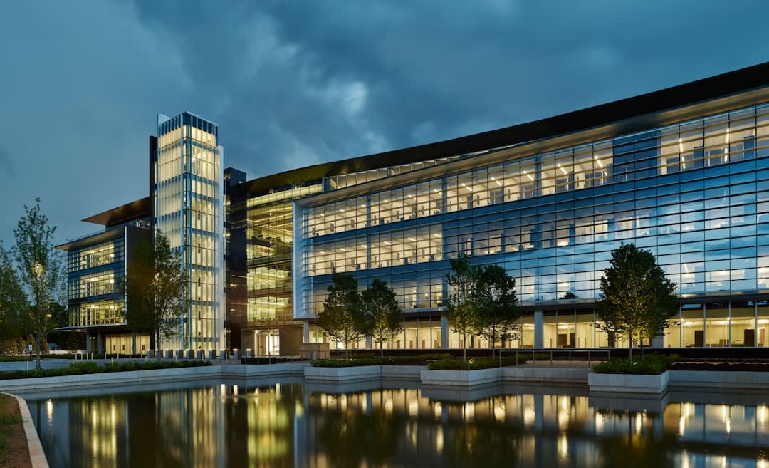 Exterior view of a corporate headquarters