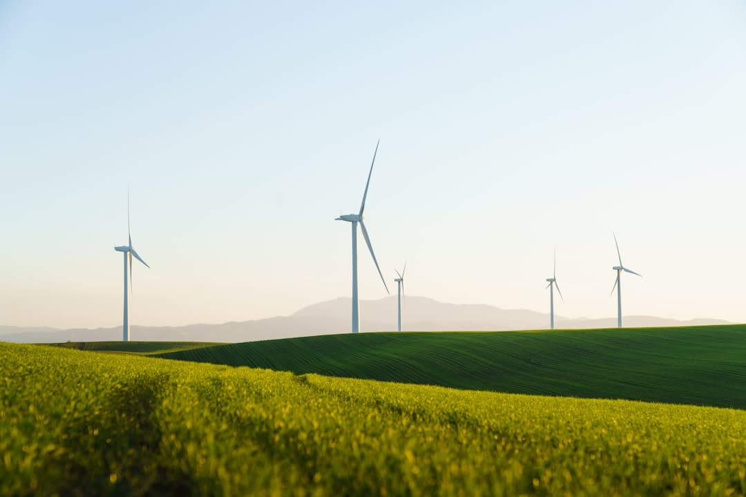 Eco-friendly technology setup with renewable energy sources.