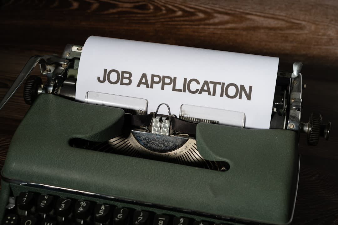 Organized job search materials on a desk