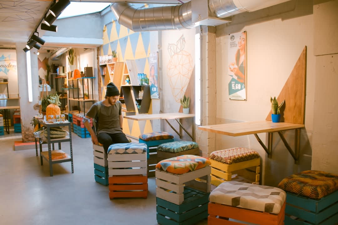 Innovative makerspace with individuals working on projects