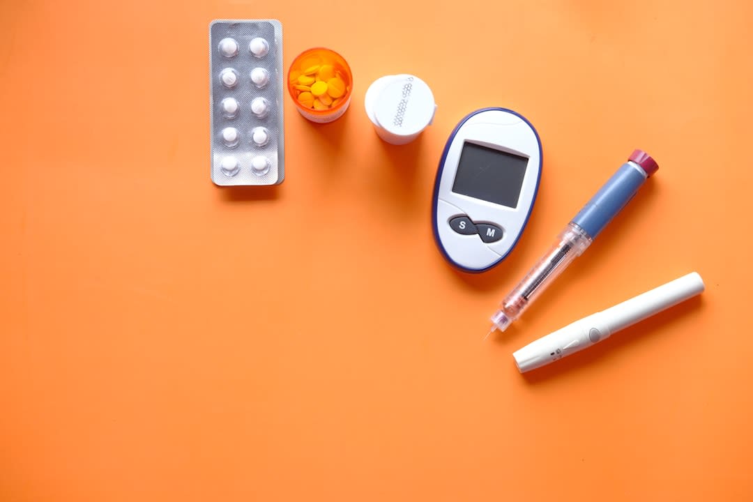 Close-up of a wearable blood sugar monitoring device