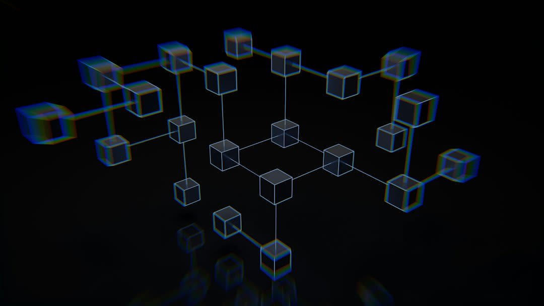 Visual representation of blockchain technology with interconnected blocks