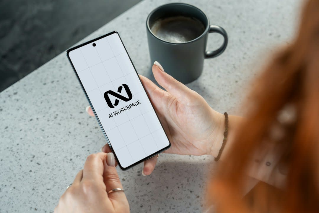 A modern technology workspace with AI elements