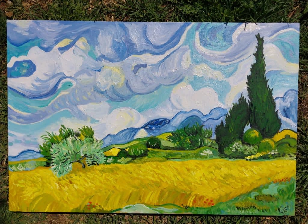 ხორბლის მდელო კვიპაროსებით