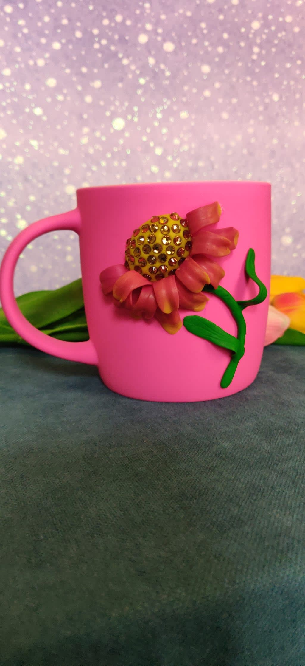 ჭიქა, პოლიმერული თიხის დეკორით