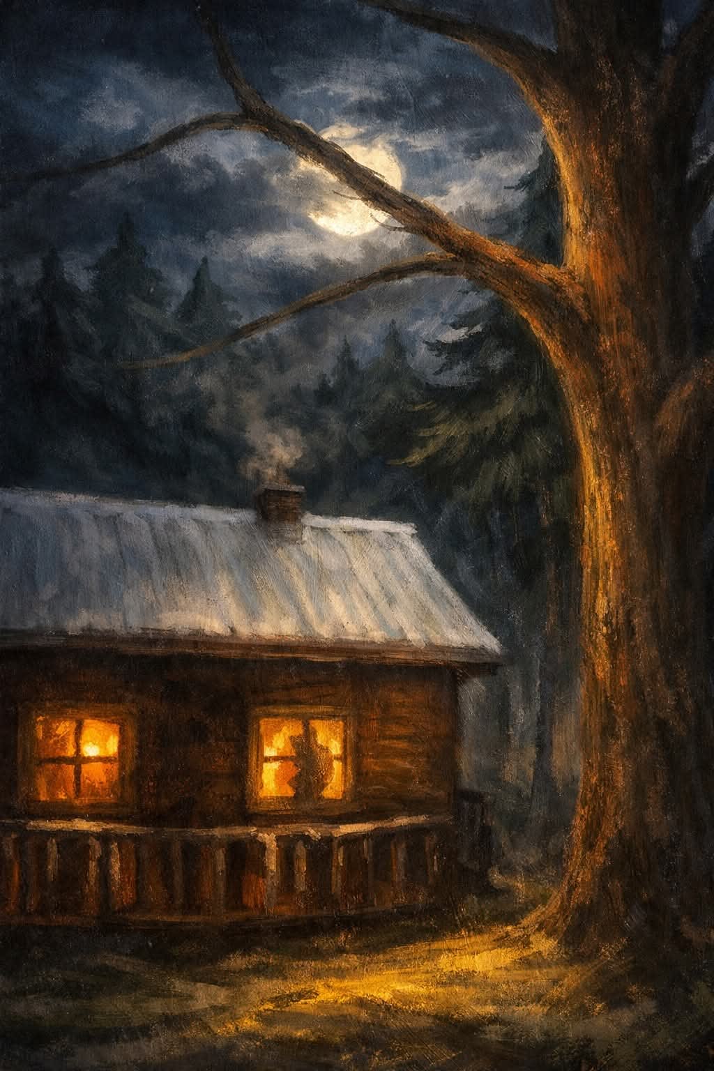 ხის სახლი ტყეში