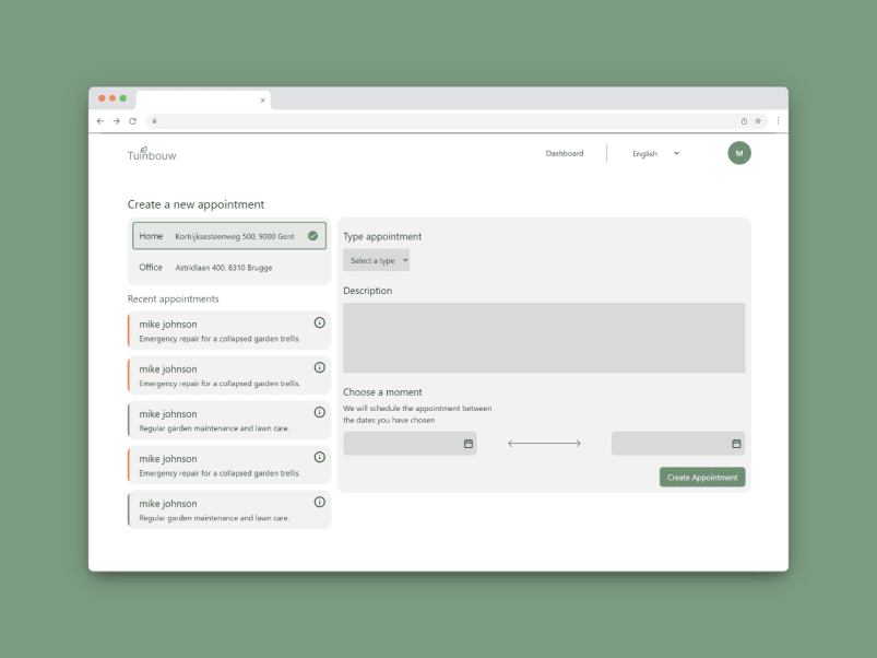 Client create a appointment