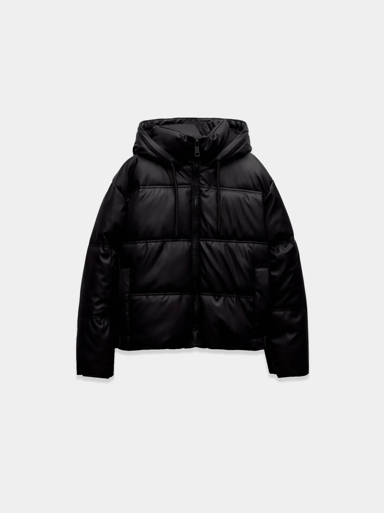 Black Puffer Jacket (Leather)