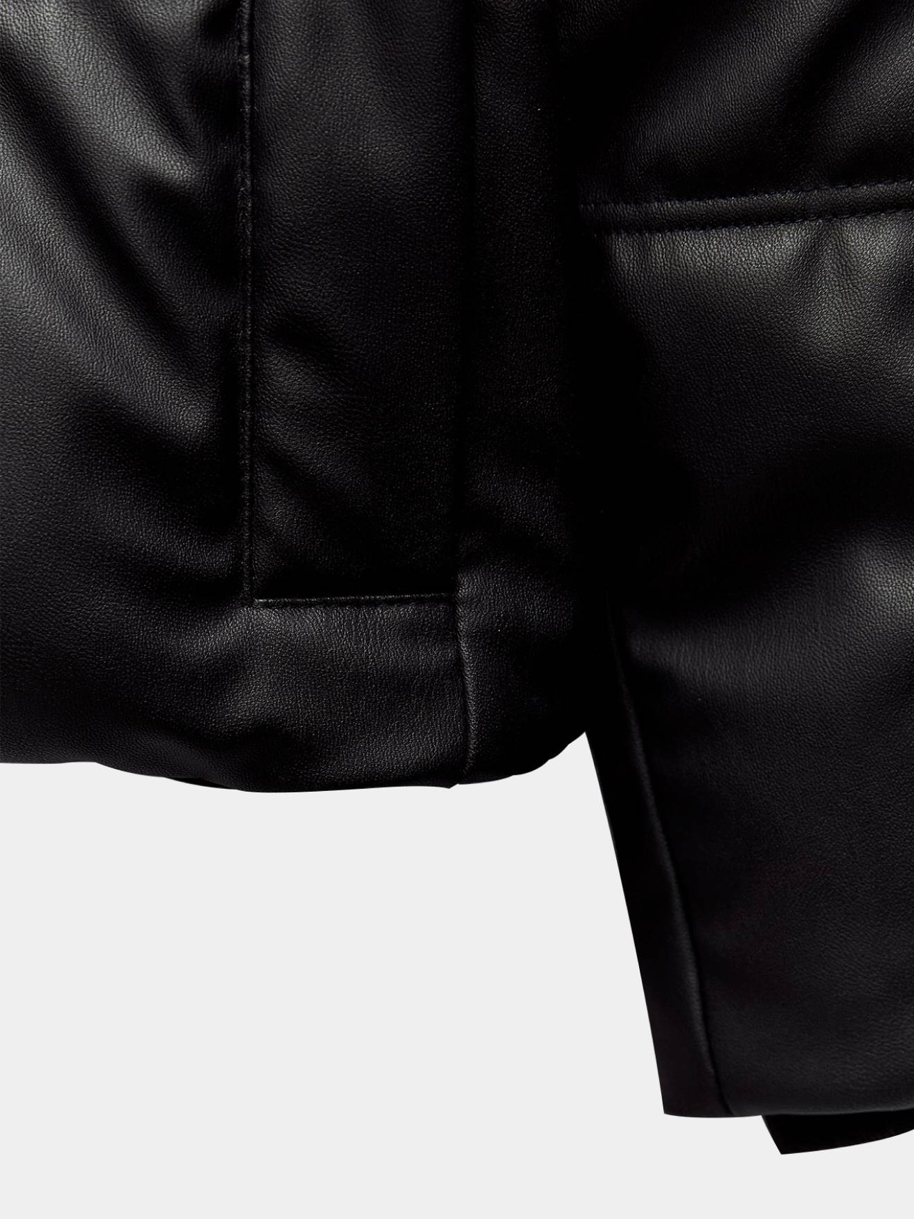 Black Puffer Jacket (Leather)
