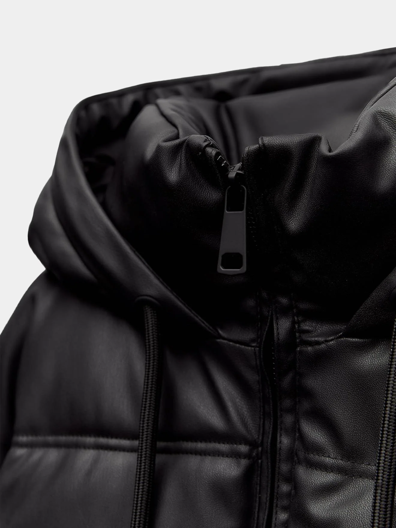 Black Puffer Jacket (Leather)