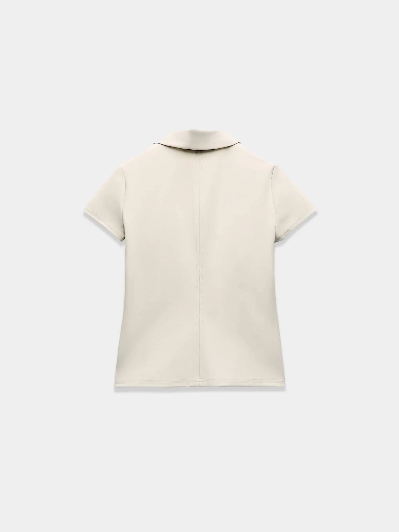 Ecru Polo Shirt with Zipper