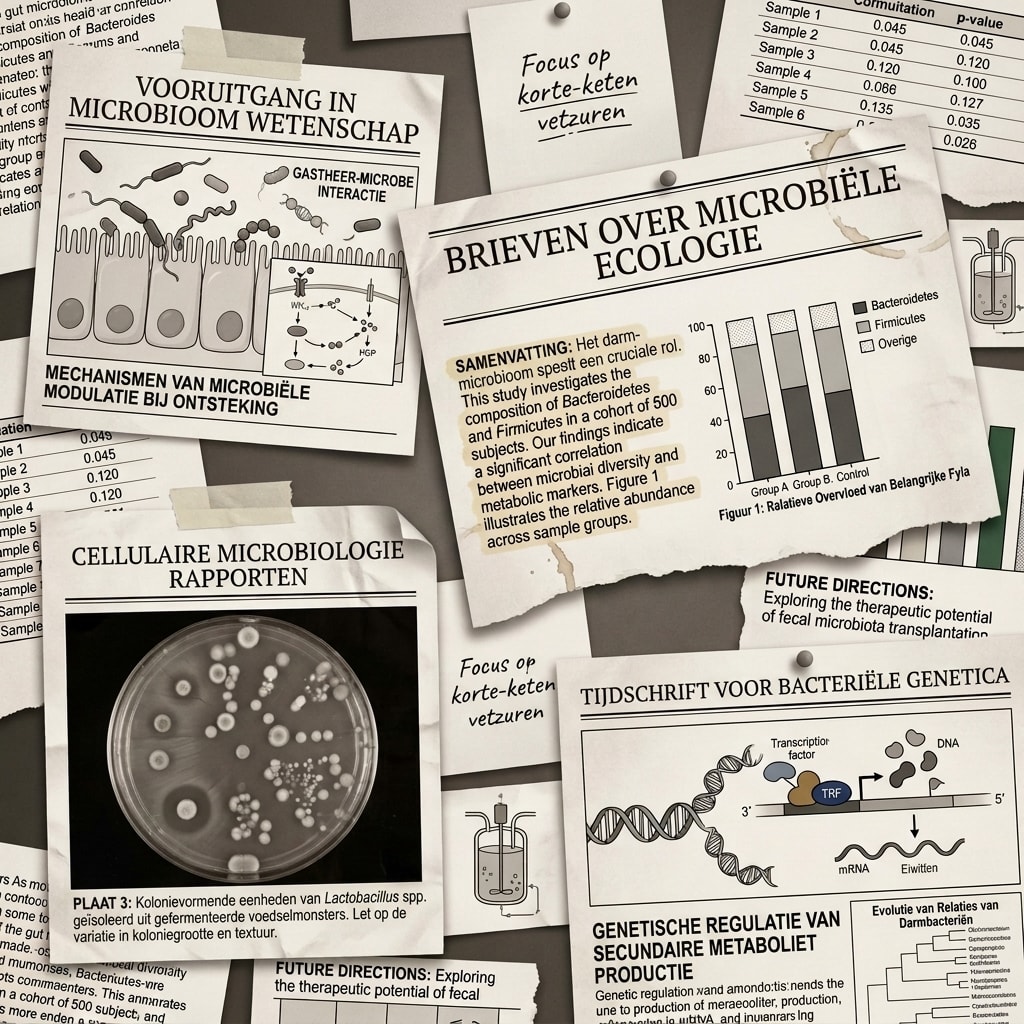 Een collage van peer-reviewed microbioomonderzoek van vooraanstaande universiteiten