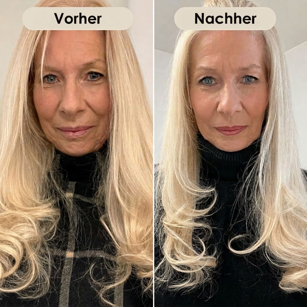 Vorher/Nachher Heike (61 Jahre) — Kollagen Intensiv von Glow25