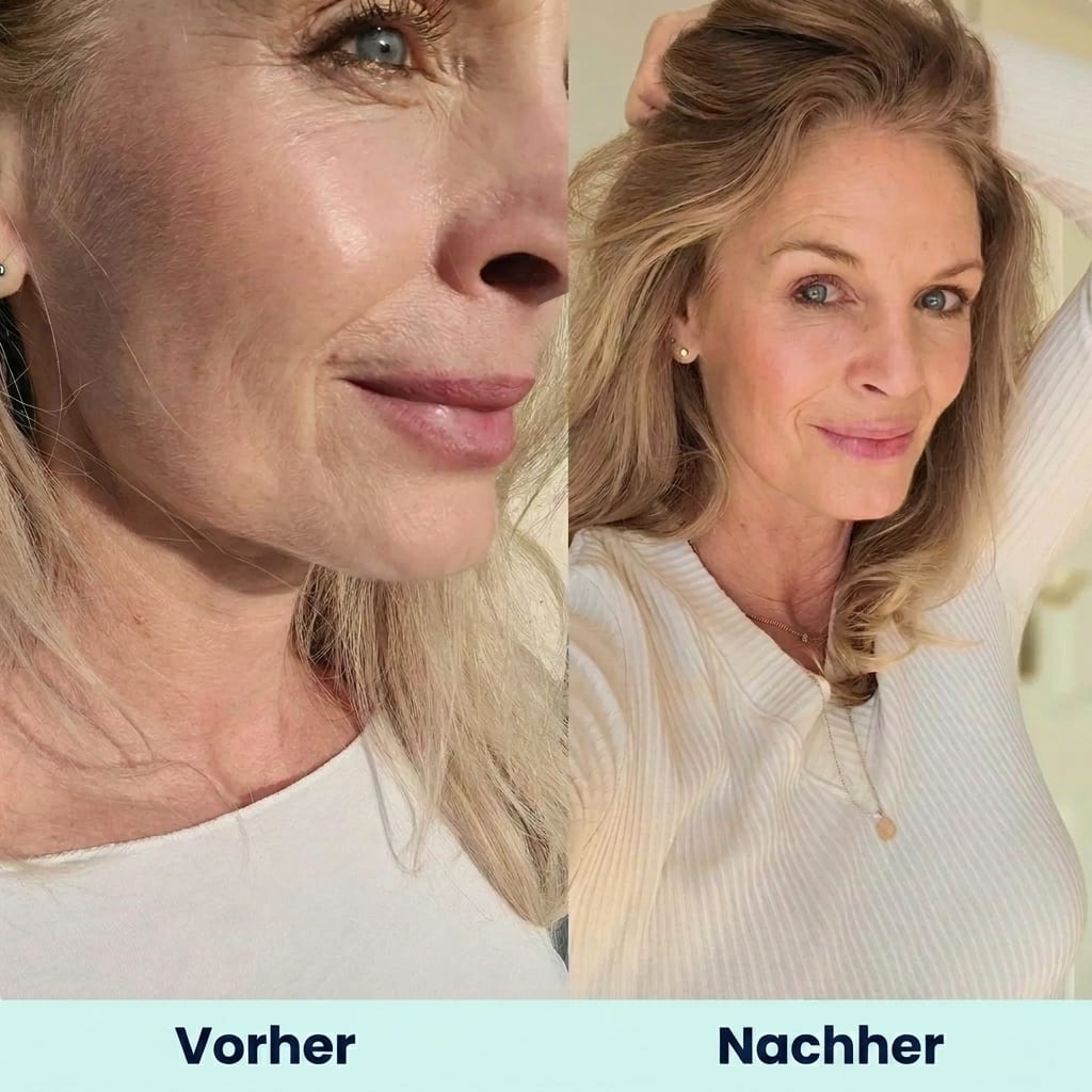 Vorher/Nachher nach 8 Wochen Kollagen Intensiv von Glow25