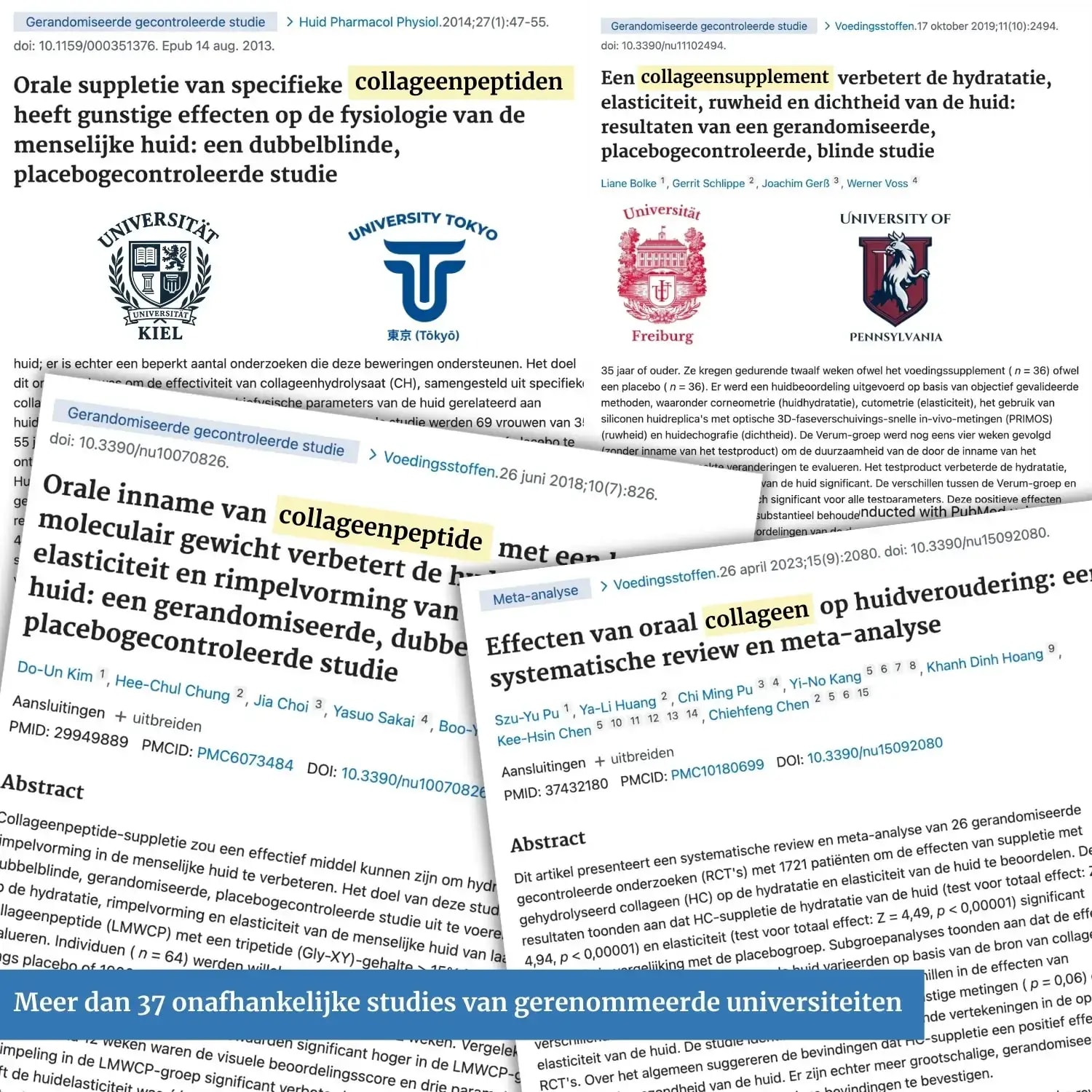 Meer dan 37 onafhankelijke studies van prestigieuze universiteiten — Kiel, Tokio, Freiburg, Pennsylvania