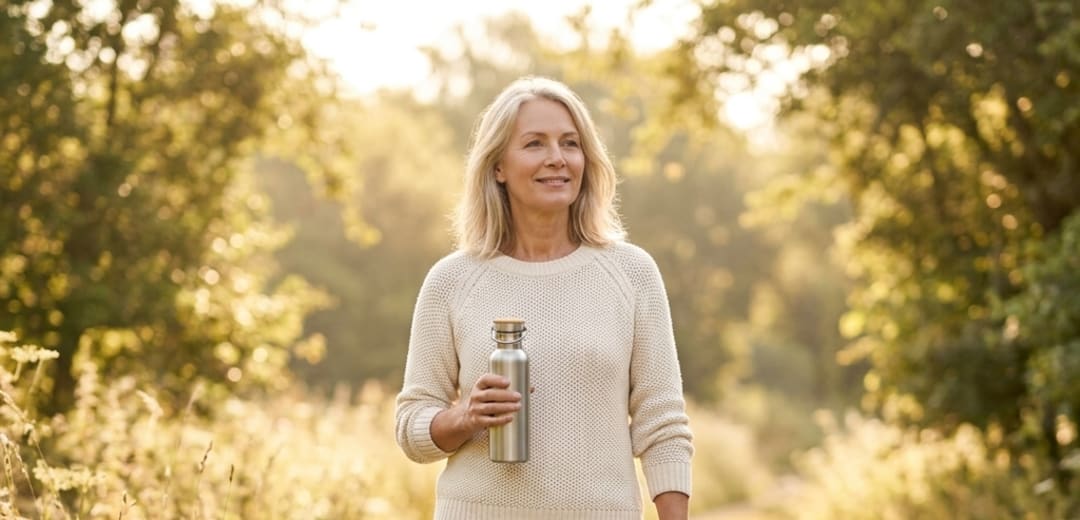 Frau genießt ihr Glow25-Morgenritual