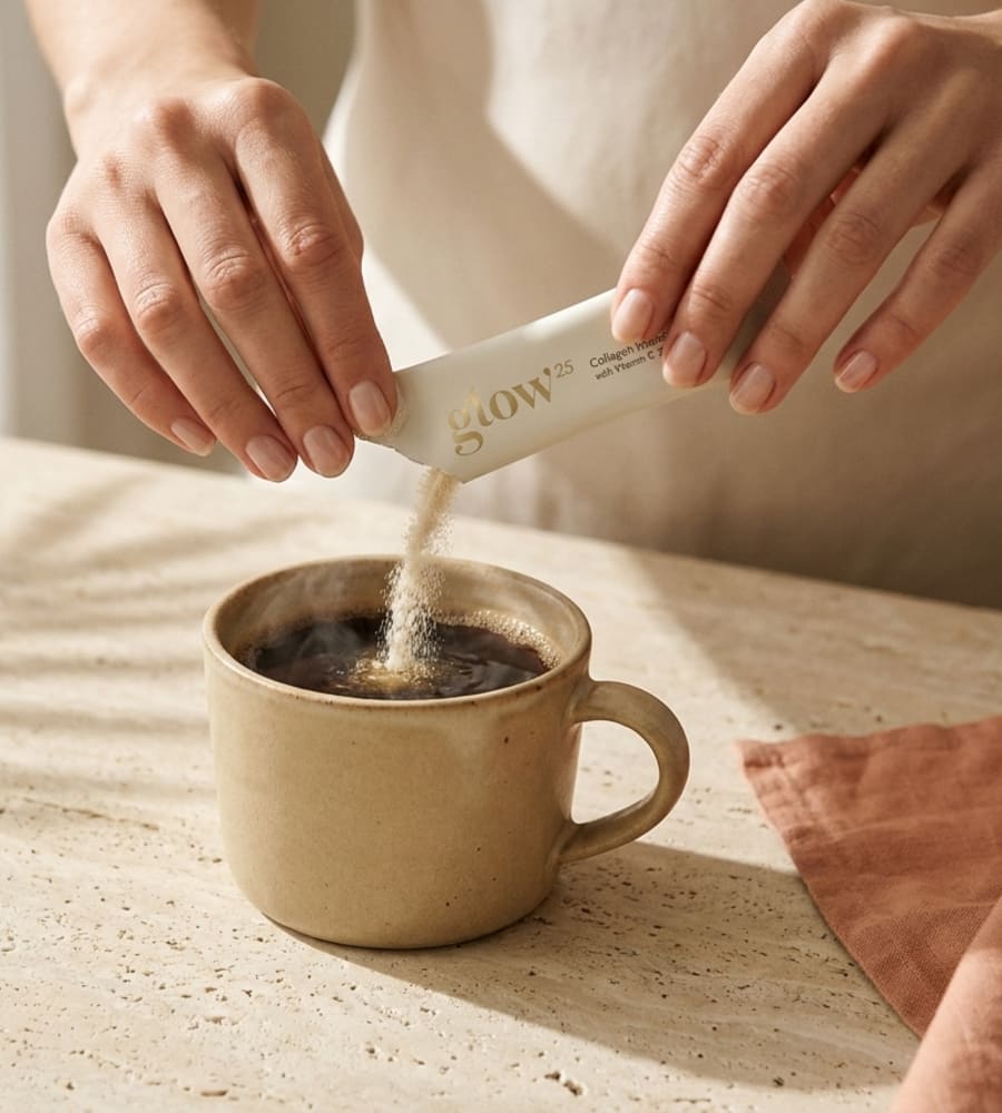 Glow25 Collagen Intensive stick in de koffie