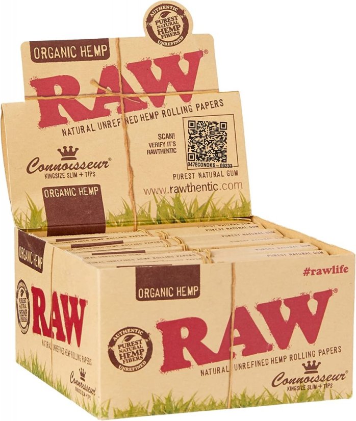 Raw Paper-Organic Hemp (24/Box-Connoisseur-King Size+Tips)