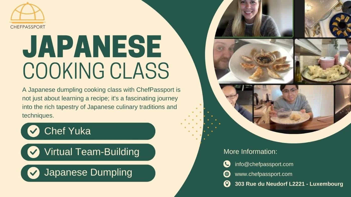 Virtual Japanese dumpling cooking class with Chef Yuka showing participants making gyoza