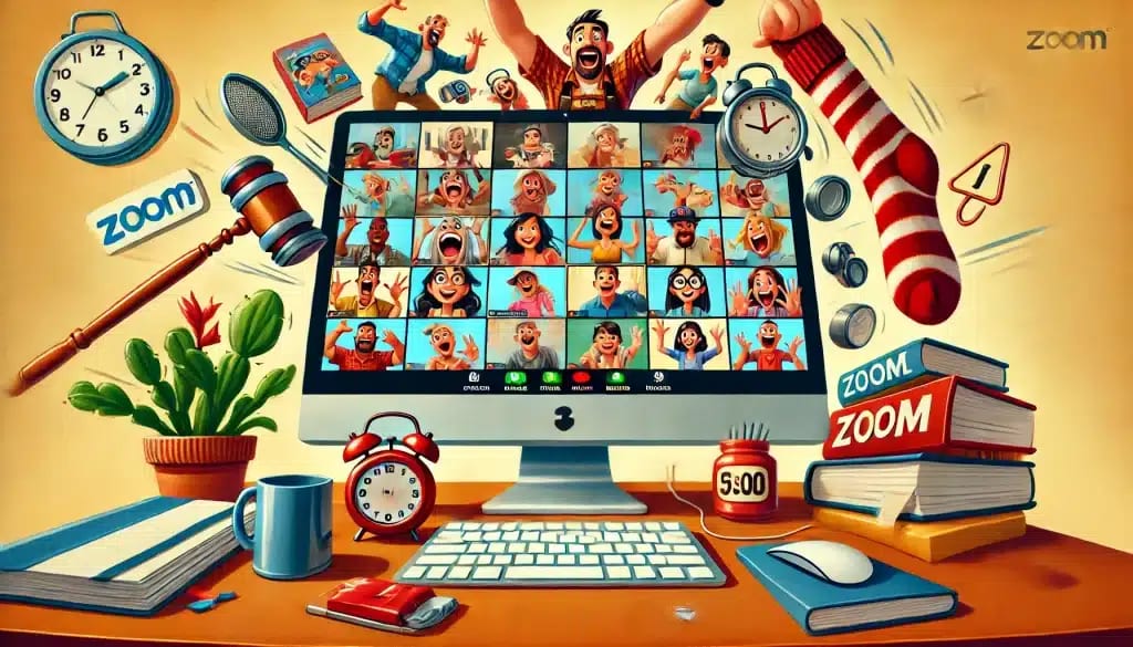 Remote team members holding up items during a virtual scavenger hunt icebreaker