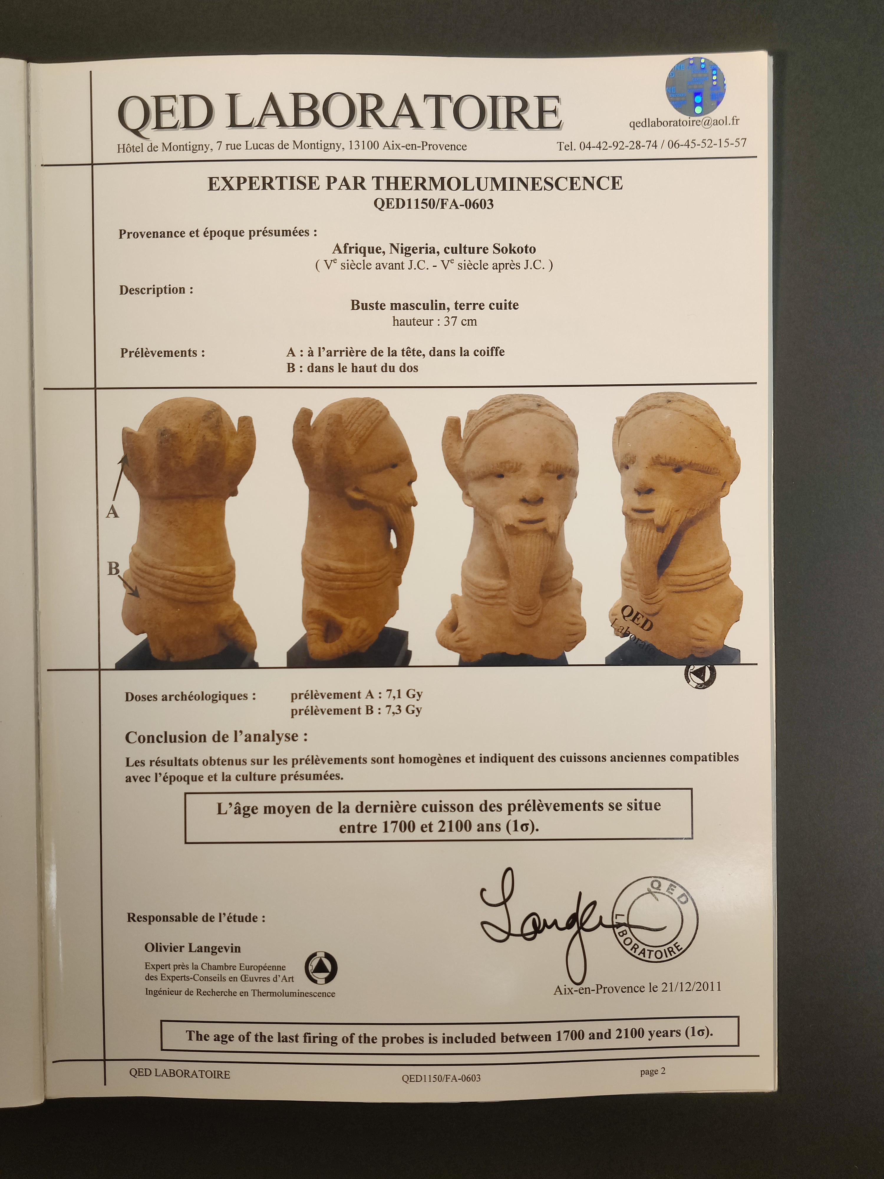 Thermoluminescence Certificate