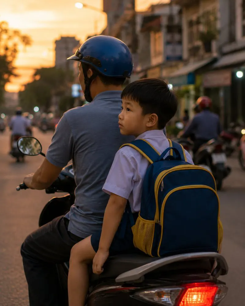 Con đi học về, hỏi "hôm nay học gì", đáp "bình thường"