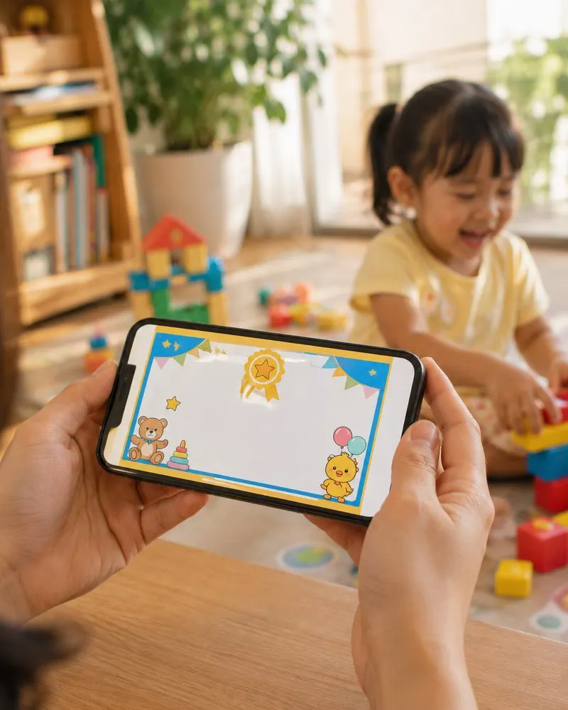 Chứng nhận bé ngoan tuần này — mẹ khoe khắp nhà