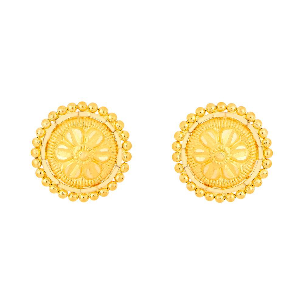 Round Floral Gold Earrings